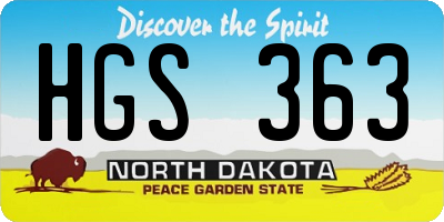 ND license plate HGS363
