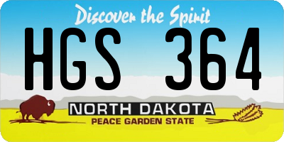 ND license plate HGS364