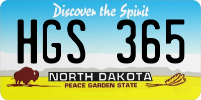 ND license plate HGS365