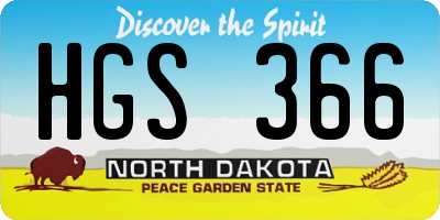 ND license plate HGS366