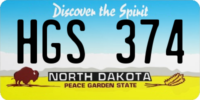 ND license plate HGS374