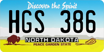 ND license plate HGS386
