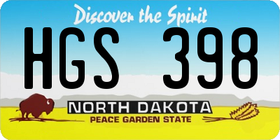 ND license plate HGS398