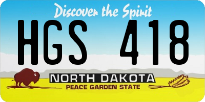 ND license plate HGS418