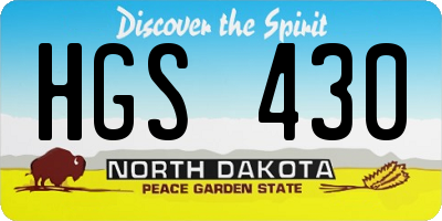 ND license plate HGS430
