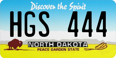 ND license plate HGS444