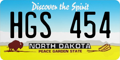ND license plate HGS454