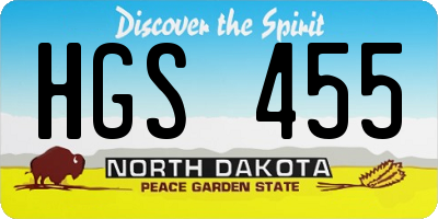 ND license plate HGS455