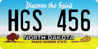 ND license plate HGS456