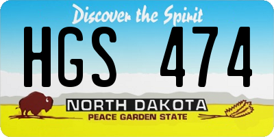 ND license plate HGS474