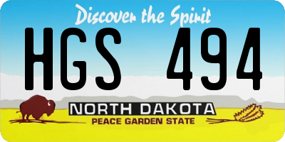 ND license plate HGS494