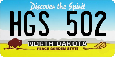 ND license plate HGS502