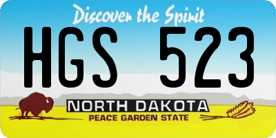 ND license plate HGS523