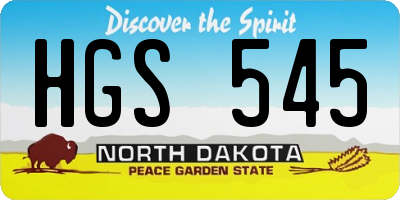 ND license plate HGS545