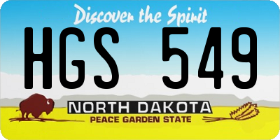 ND license plate HGS549