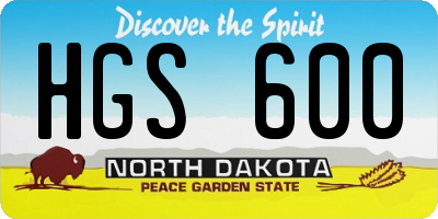 ND license plate HGS600