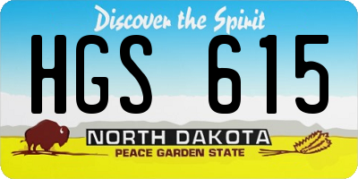 ND license plate HGS615