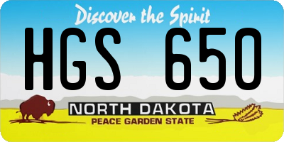 ND license plate HGS650