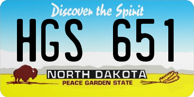 ND license plate HGS651