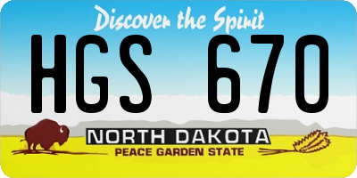 ND license plate HGS670