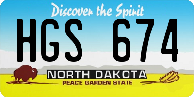 ND license plate HGS674