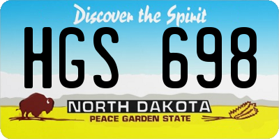 ND license plate HGS698