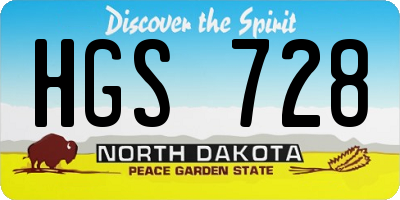 ND license plate HGS728