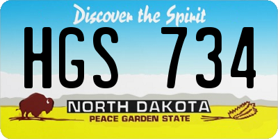 ND license plate HGS734