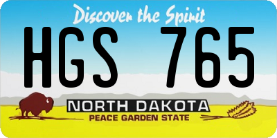 ND license plate HGS765