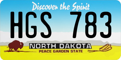 ND license plate HGS783