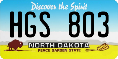 ND license plate HGS803