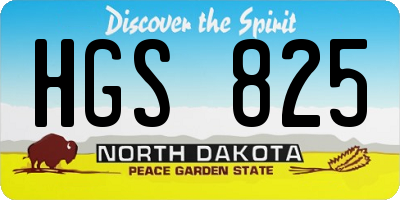 ND license plate HGS825