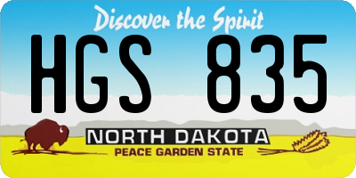 ND license plate HGS835