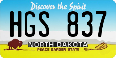 ND license plate HGS837