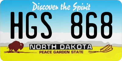 ND license plate HGS868
