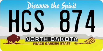 ND license plate HGS874