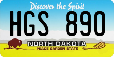 ND license plate HGS890