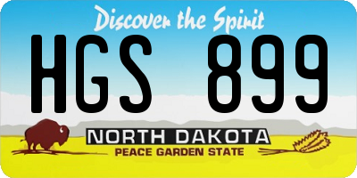 ND license plate HGS899