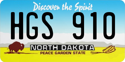ND license plate HGS910