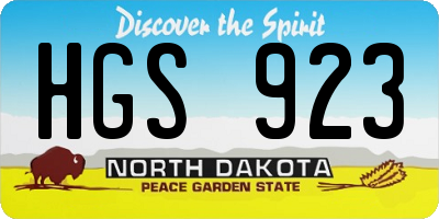 ND license plate HGS923