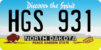 ND license plate HGS931