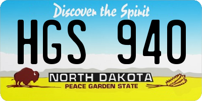 ND license plate HGS940