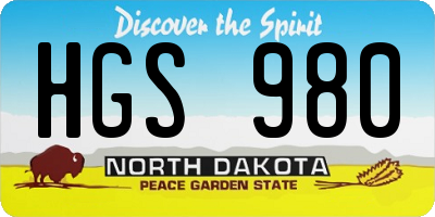 ND license plate HGS980