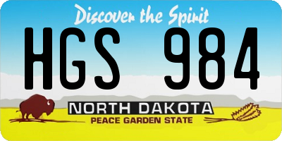 ND license plate HGS984