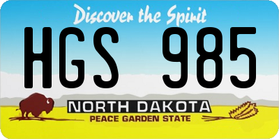 ND license plate HGS985