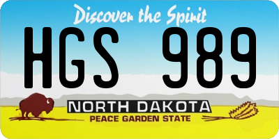 ND license plate HGS989