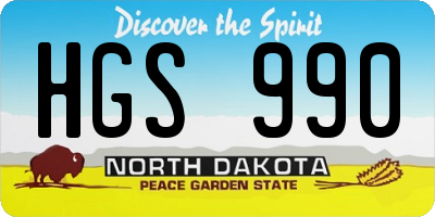 ND license plate HGS990