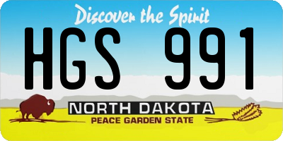 ND license plate HGS991