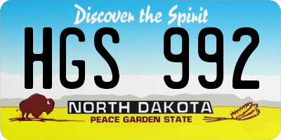 ND license plate HGS992