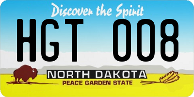 ND license plate HGT008